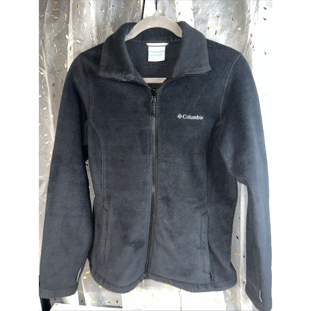 Columbia Jacket Womens M Black Fleece Interchange Full Zip Outdoor Warm Stretch